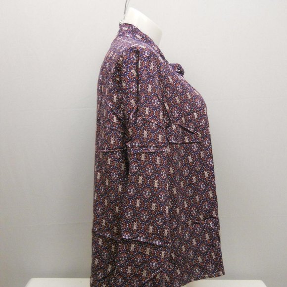 Concepts Ladies Button Down Shirt Tie-Neck Long-Sleeve Vintage Print Plus 4X NWT - Picture 5 of 6